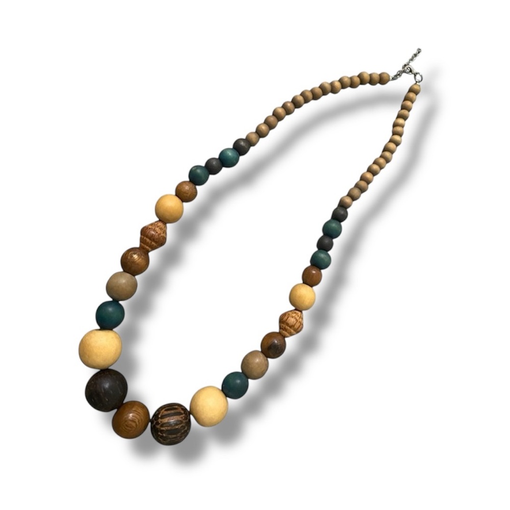 Vintage Multicolor Wooden Beaded Necklace